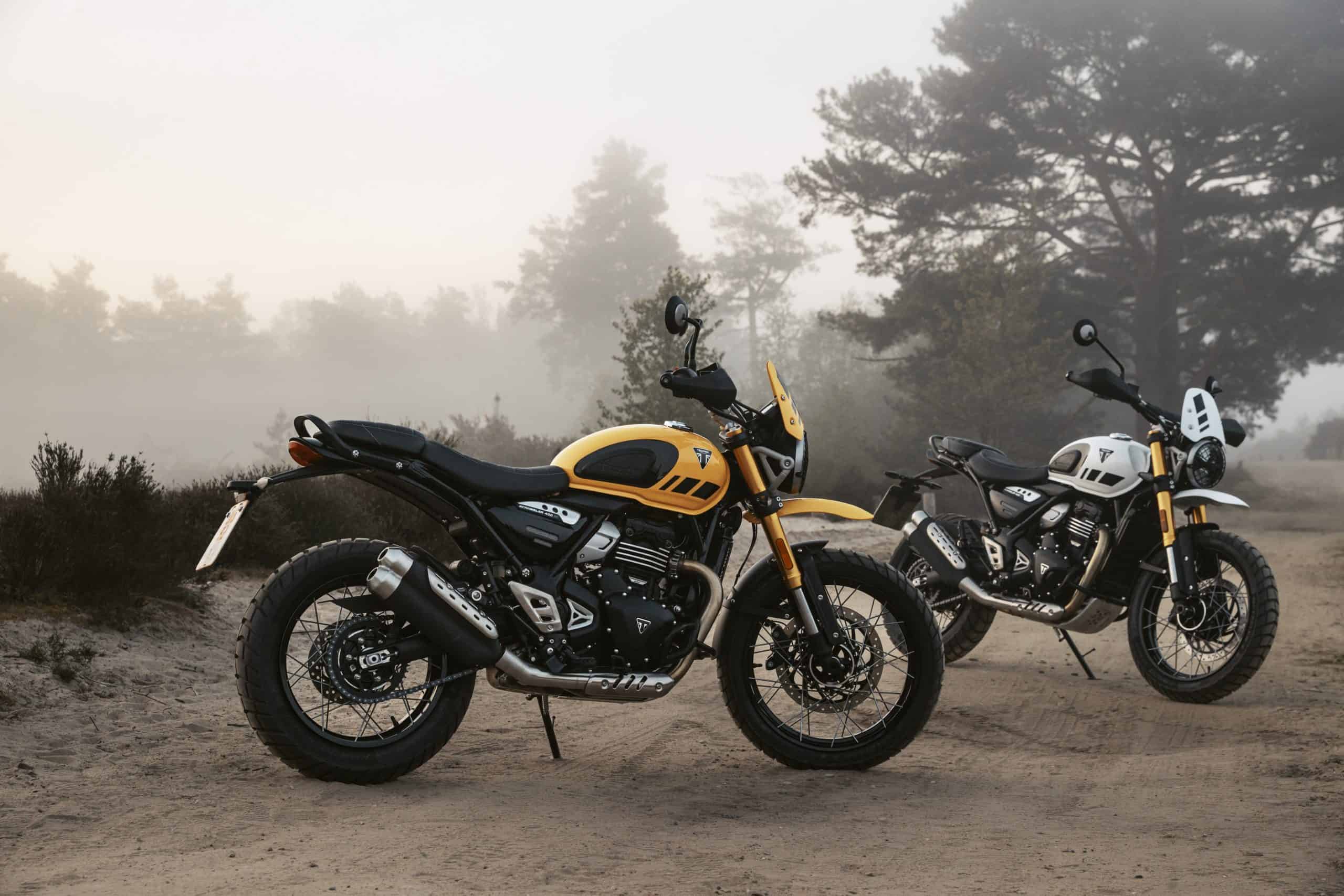 The brand new Triumph Scrambler 400 XC motorcycle.